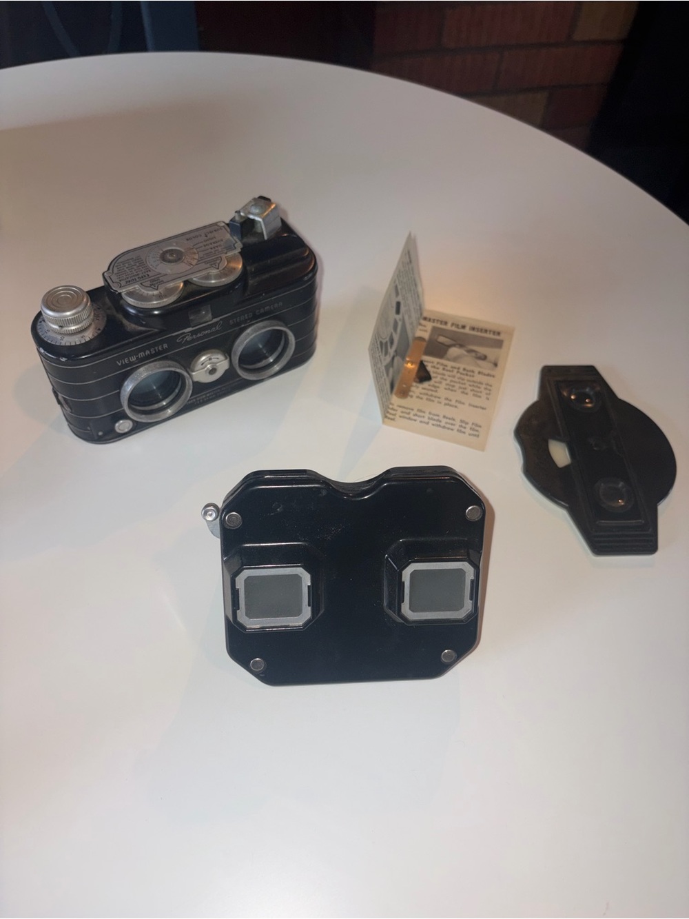 Vintage Black Twin-Lens Stereo Camera & Accessories